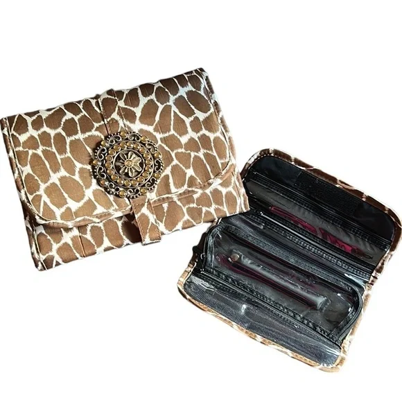 Giraffe Print Bejeweled 2 Piece Jewelry or Makeup Travel Case